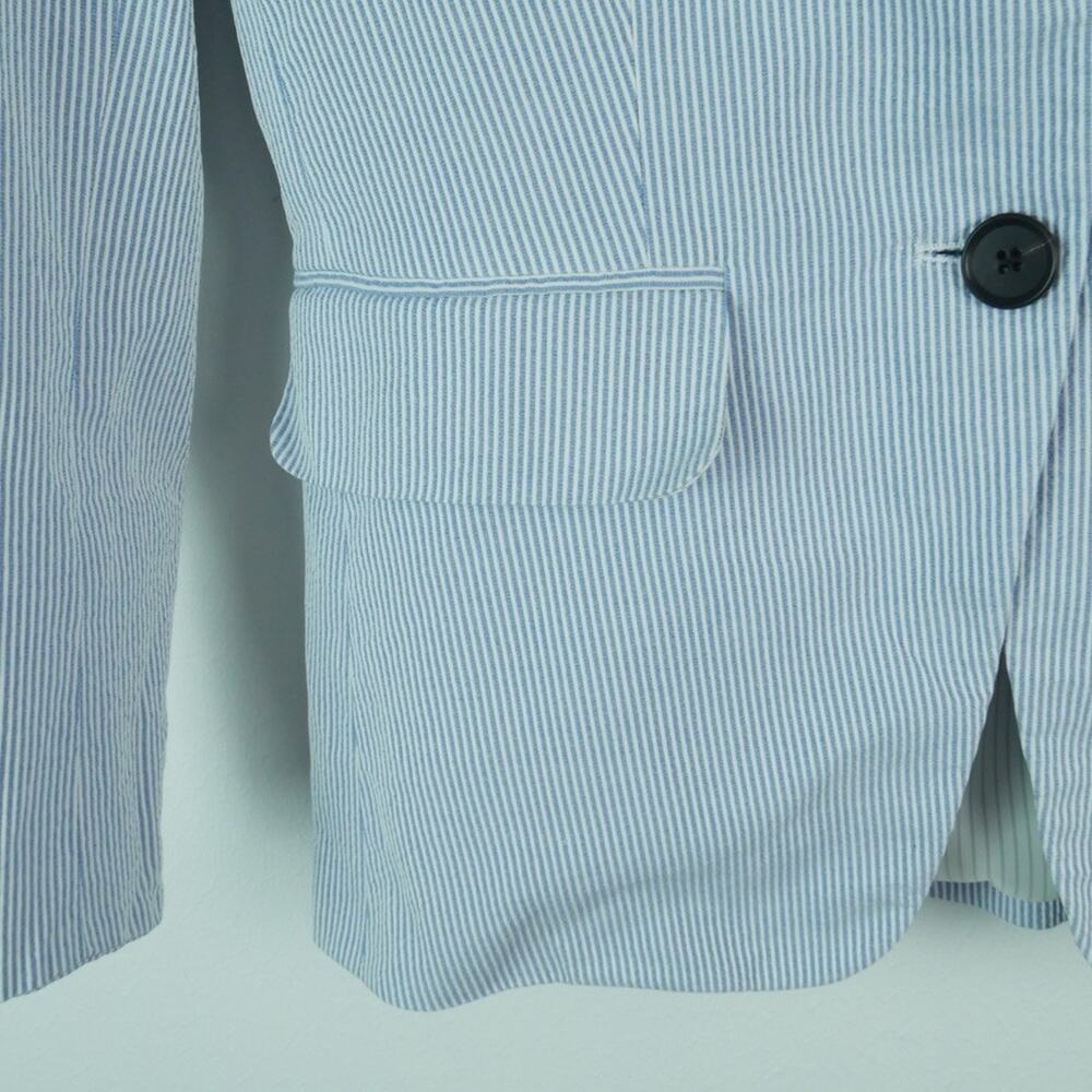 Veronica Beard Dickey Blazer Size 0 Seersucker Blue White Stripe Preppy Timeless - Picture 4 of 13